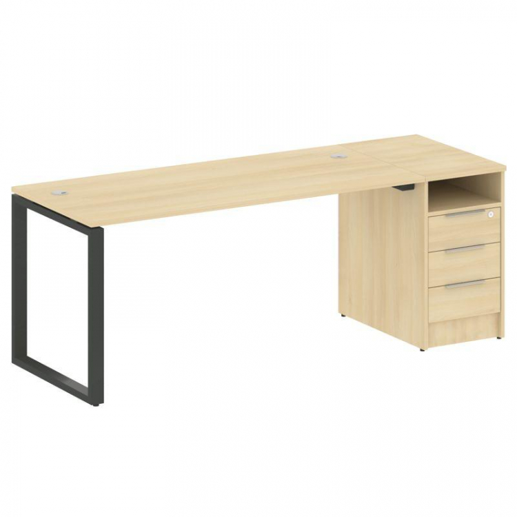 Metal System Рабочая станция с тумбой на О-образном м/к БО.РС-СТП-1.4 Акация Лорка/Металл Антрацит 2