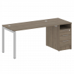 Metal System Quattro Рабочая станция с тумбой на П-образном м/к 50БП.РС-СТП-1.3 Вяз Благородный/Мета