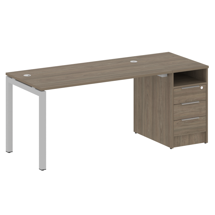 Metal System Quattro Рабочая станция с тумбой на П-образном м/к 50БП.РС-СТП-1.3 Вяз Благородный/Мета