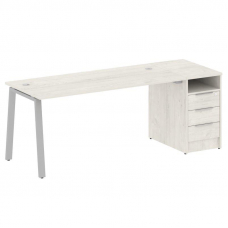 Metal System Рабочая станция с тумбой на А-образном м/к БА.РС-СТП-1.4 Дуб Наварра/Металл Серый 2012*