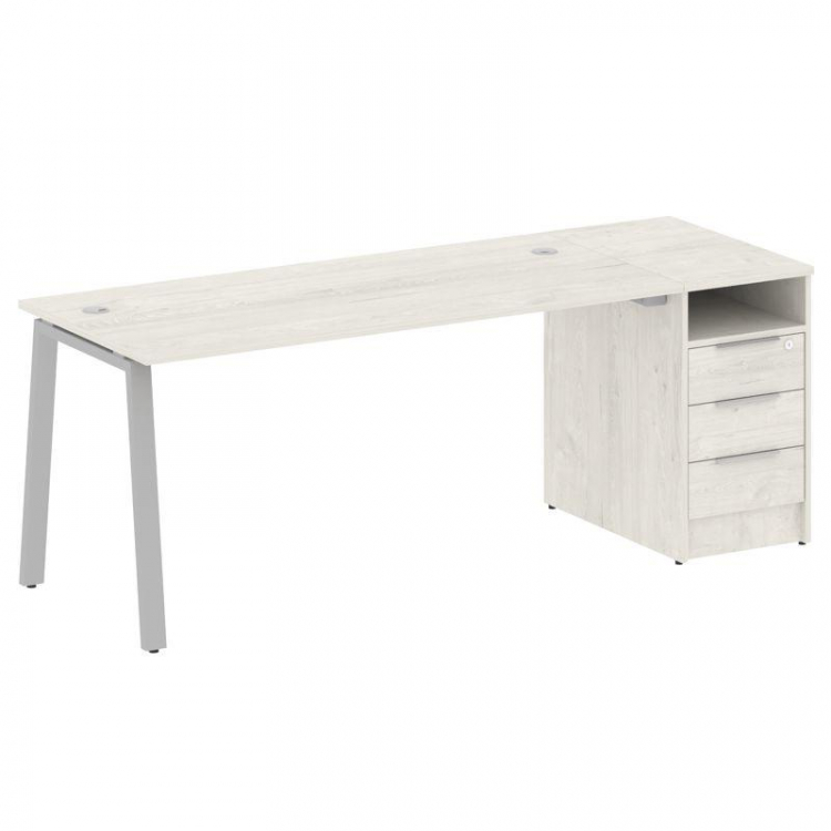 Metal System Рабочая станция с тумбой на А-образном м/к БА.РС-СТП-1.4 Дуб Наварра/Металл Серый 2012*