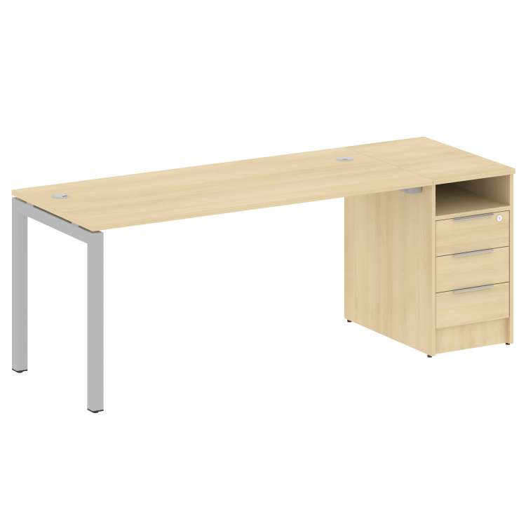 Metal System Quattro Рабочая станция с тумбой на П-образном м/к 50БП.РС-СТП-1.4 Акация Лорка/Металл