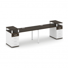 Concept Рабочая станция 2 места с 2 опорными тумбами CN.ORS-426 W Дуб Мали/Белый Бриллиант/Металл Бе