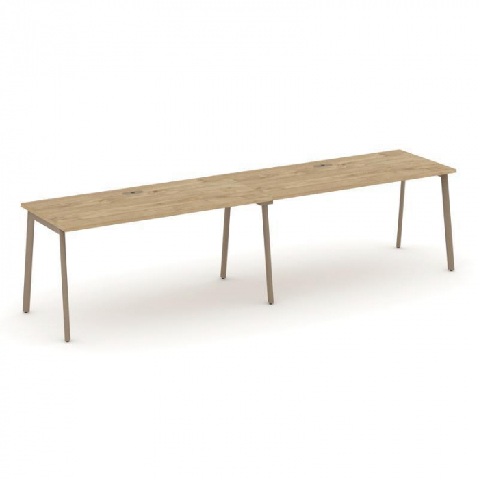 Эстетика Рабочая станция 2 места ES.RS-2.4-LP Тиквуд Светлый/Металл Латте 3160*730*750