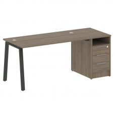 Metal System Рабочая станция с тумбой на А-образном м/к БА.РС-СТП-1.3 Вяз Благородный/Металл Антраци