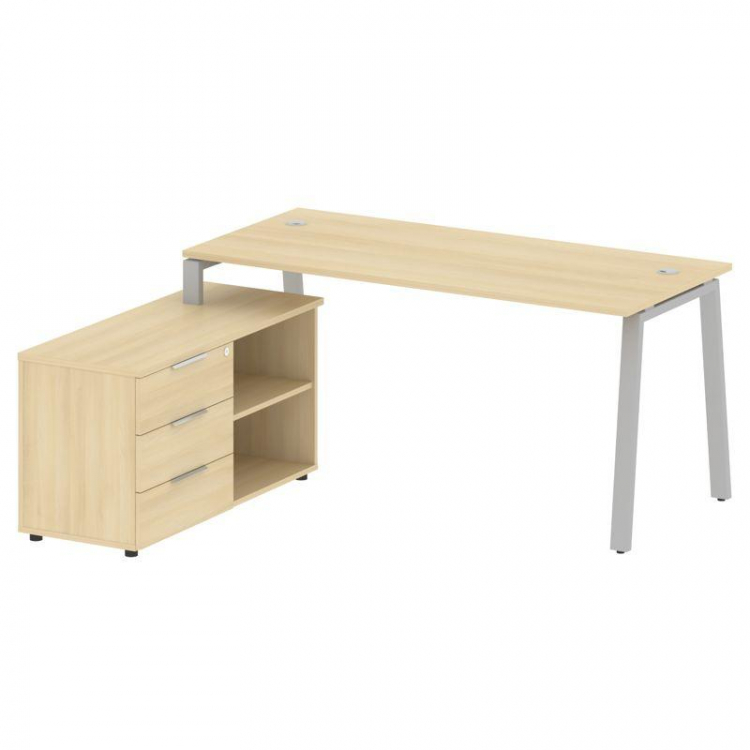 Metal System Рабочая станция с тумбой на А-образном м/к БА.РС-СТС-2.4 (L) Акация Лорка/Металл Серый