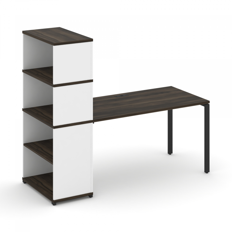 Concept Стол рабочий с опорным стеллажом с надставкой выс. CN.SP-215 Дуб Мали/Белый Бриллиант/Металл