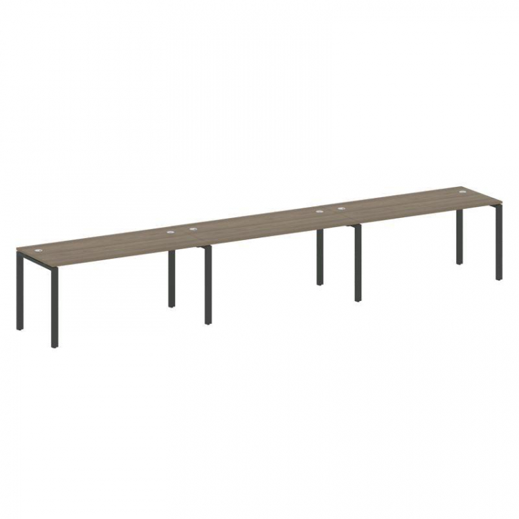 Metal System Рабочая станция на 3 места на П-образном м/к БП.СМ-3.4 Вяз Благородный/Металл Антрацит