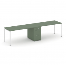 Concept Рабочая станция 2 места с 1 опорной тумбой CN.ORS-407 W Кобо/Металл Белый 3180*720*750