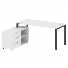 Metal System Рабочая станция с тумбой на П-образном м/к БП.РС-СТС-2.4 (L) Белый/Металл Антрацит 1700
