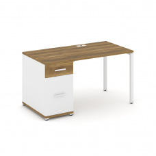 Concept Стол рабочий с 1 опорной тумбой CN.SP-405 W Сандал Янтарный/Белый Бриллиант/Металл Белый 140