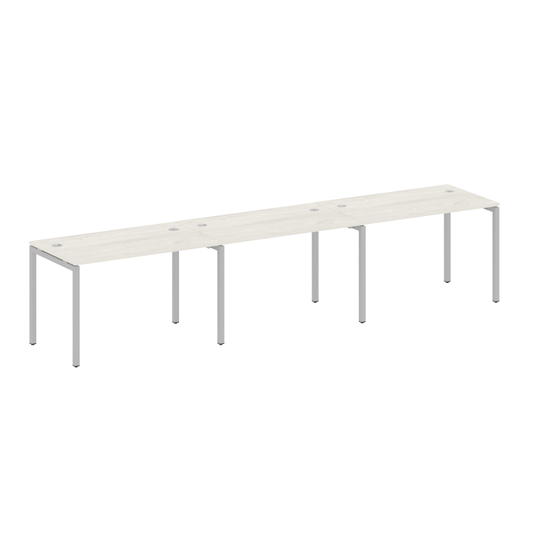 Metal System Quattro Рабочая станция на 3 места на П-образном м/к 40БП.СМ-3.2 Дуб Наварра/Металл Сер