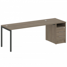 Metal System Quattro Рабочая станция с тумбой на П-образном м/к 40БП.РС-СТП-1.5 Вяз Благородный/Мета