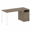 Metal System Quattro Рабочая станция с тумбой на П-образном м/к 40БП.РС-СТП-1.2 Вяз Благородный/Мета