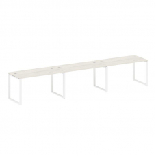 Metal System Рабочая станция на 3 места на О-образном м/к БО.СМ-3.3 Дуб Наварра/Металл Белый 4200*72