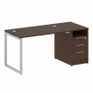 Metal System Quattro Рабочая станция с тумбой на О-образном м/к 40БО.РС-СТП-1.2 Венге Цаво/Металл Се