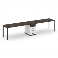 Concept Рабочая станция 2 места с 1 опорной тумбой CN.ORS-404 B Дуб Мали/Белый Бриллиант/Металл Черн