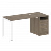 Metal System Quattro Рабочая станция с тумбой на П-образном м/к 50БП.РС-СТП-1.2 Вяз Благородный/Мета