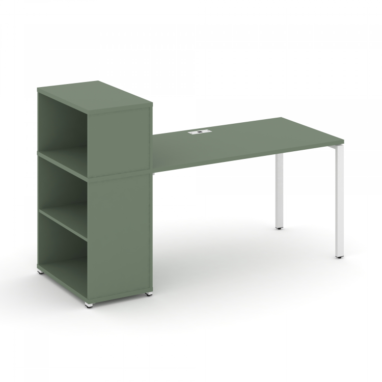 Concept Стол рабочий с опорным стеллажом с надставкой низ. CN.SP-209 Кобо/Металл Белый 1400*720*1140