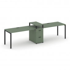 Concept Рабочая станция 2 места с 1 опорной тумбой CN.ORS-423 B Кобо/Металл Черный 3180*720*917