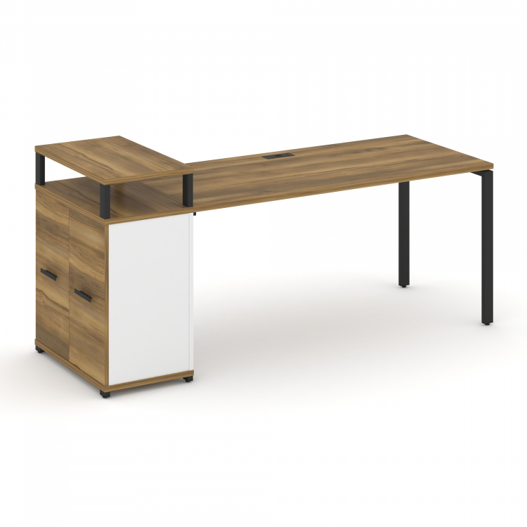 Concept Стол рабочий с опорным распаш. шкафом с верх. горизонтом CN.SP-224 B Сандал Янтарный/Белый