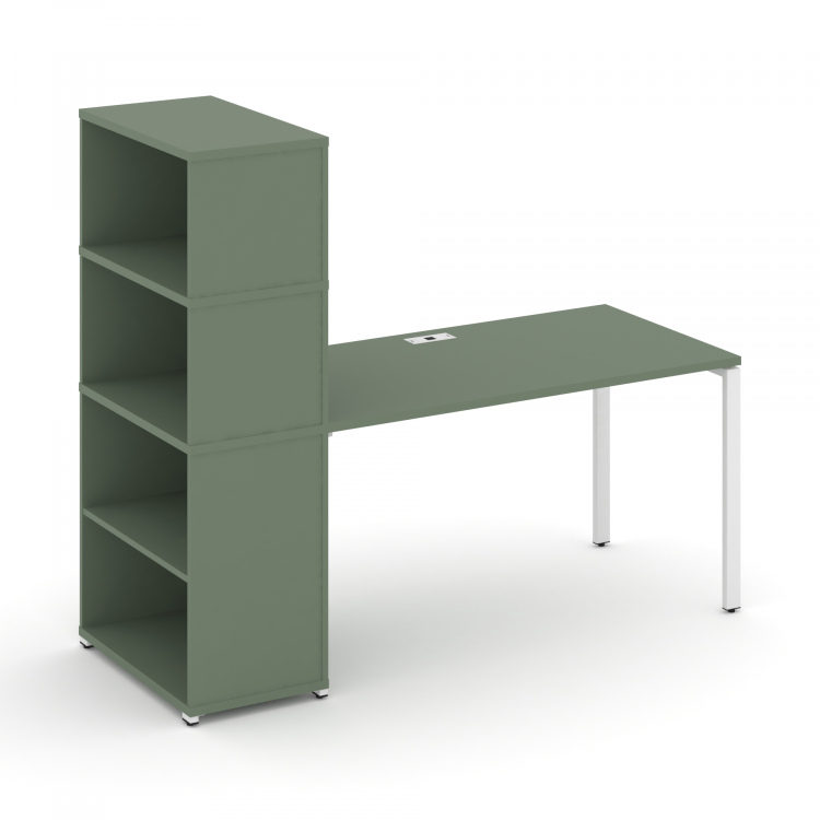 Concept Стол рабочий с опорным стеллажом с надставкой выс. CN.SP-214 Кобо/Металл Белый 1600*720*1530