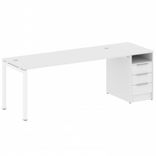 Metal System Quattro Рабочая станция с тумбой на П-образном м/к 50БП.РС-СТП-1.5 Белый/Металл Белый 2