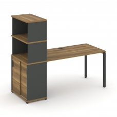 Concept Стол рабочий с опорным шкафом-купе с надставкой выс. CN.SP-244 A Сандал Янтарный/Антрацит/Ме