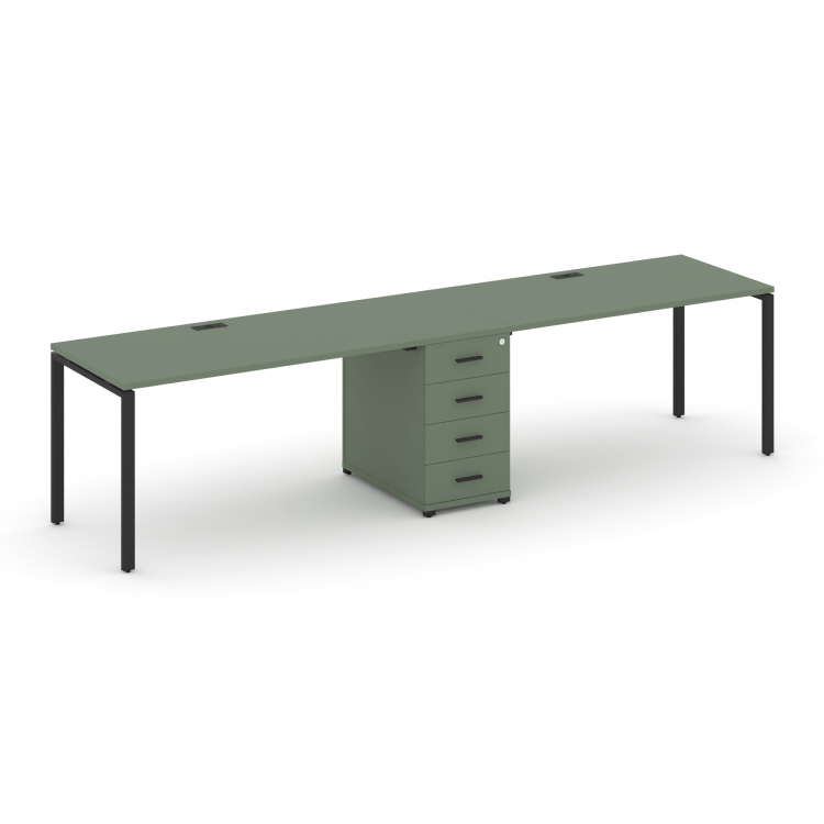 Concept Рабочая станция 2 места с 1 опорной тумбой CN.ORS-403 B Кобо/Металл Черный 3180*720*750