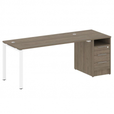 Metal System Рабочая станция с тумбой на П-образном м/к БП.РС-СТП-1.4 Вяз Благородный/Металл Белый 2