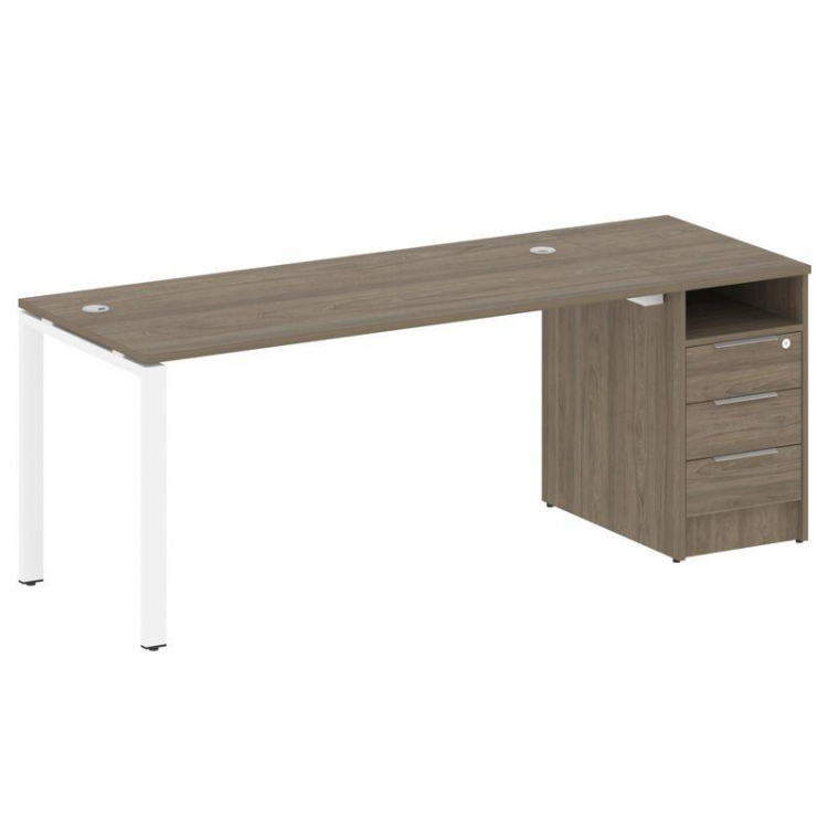Metal System Рабочая станция с тумбой на П-образном м/к БП.РС-СТП-1.4 Вяз Благородный/Металл Белый 2