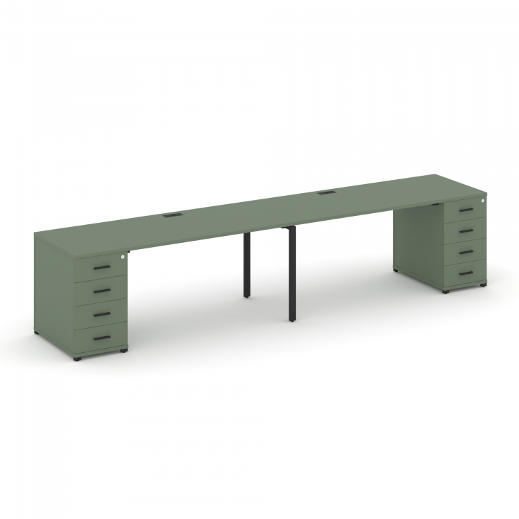 Concept Рабочая станция 2 места с 2 опорными тумбами CN.ORS-409 B Кобо/Металл Черный 2800*720*750