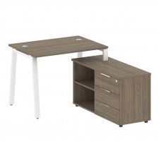 Metal System Рабочая станция с тумбой на А-образном м/к БА.РС-СТС-2.1 (R) Вяз Благородный/Металл Бел