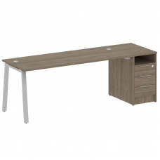Metal System Рабочая станция с тумбой на А-образном м/к БА.РС-СТП-1.5 Вяз Благородный/Металл Серый 2