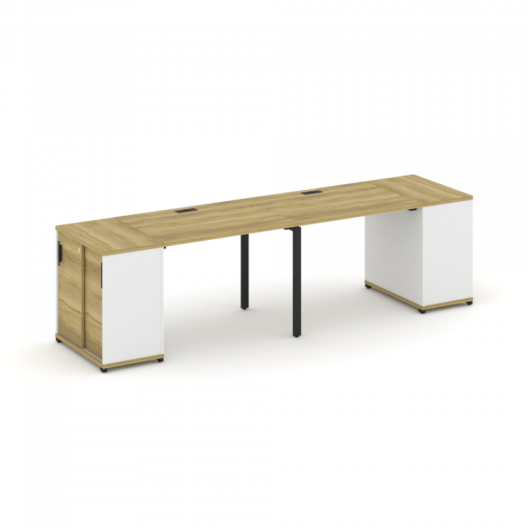 Concept Рабочая станция с опорными шкафом-купе CN.ORS-233 B Дуб Винченцо/Белый Бриллиант/Металл Черн