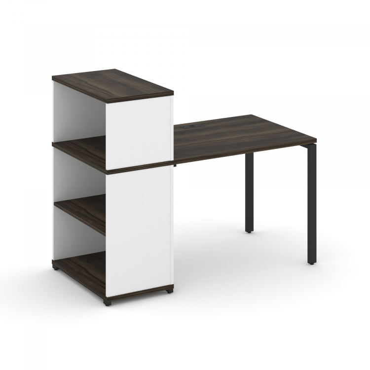 Concept Стол рабочий с опорным стеллажом с надставкой низ. CN.SP-209 Дуб Мали/Белый Бриллиант/Металл