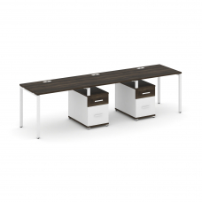 Concept Рабочая станция 3 места с 2 опорными тумбами CN.ORS-337 W Дуб Мали/Белый Бриллиант/Металл Бе