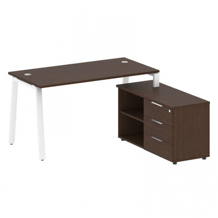 Metal System Рабочая станция с тумбой на А-образном м/к БА.РС-СТС-2.3 (R) Венге Цаво/Металл Белый 15