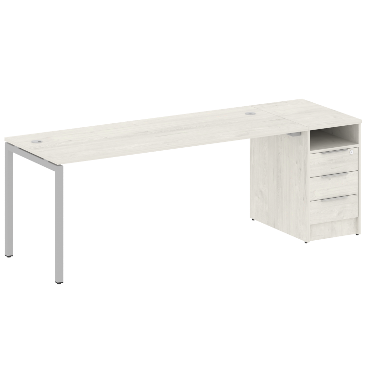 Metal System Quattro Рабочая станция с тумбой на П-образном м/к 40БП.РС-СТП-1.5 Дуб Наварра/Металл С