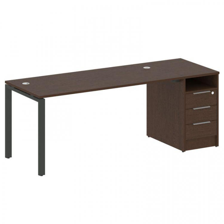 Metal System Рабочая станция с тумбой на П-образном м/к БП.РС-СТП-1.4 Венге Цаво/Металл Антрацит 201