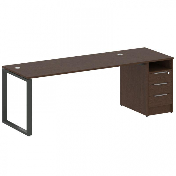 Metal System Рабочая станция с тумбой на О-образном м/к БО.РС-СТП-1.5 Венге Цаво/Металл Антрацит 221