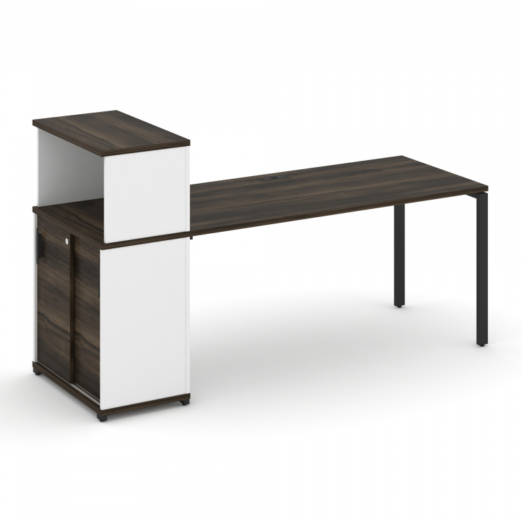 Concept Стол рабочий с опорным шкафом-купе с надставкой низ. CN.SP-240 B Дуб Мали/Белый Бриллиант/Ме