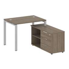 Metal System Рабочая станция с тумбой на П-образном м/к БП.РС-СТС-2.1 (R) Вяз Благородный/Металл Сер