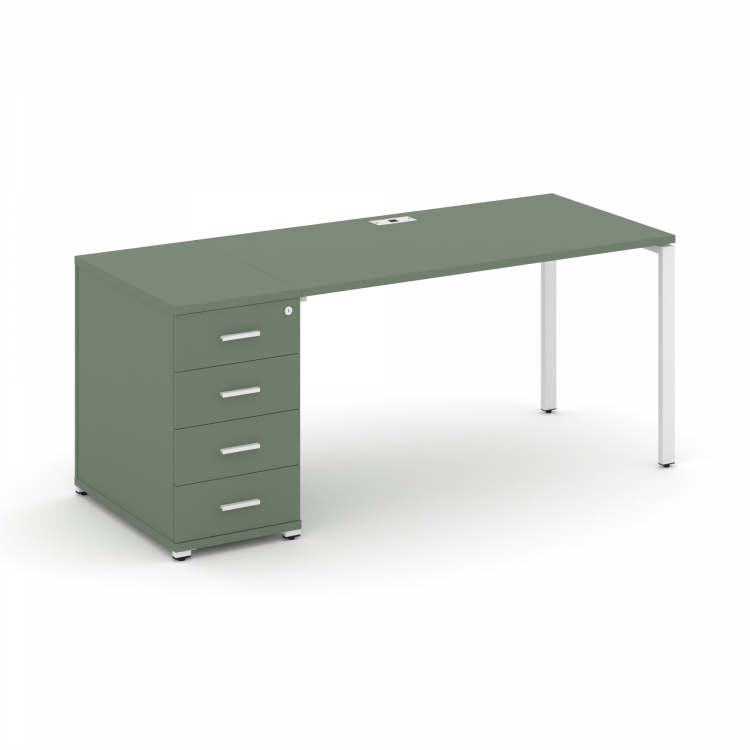 Concept Стол рабочий с 1 опорной тумбой CN.SP-401 W Кобо/Металл Белый 1400*720*750