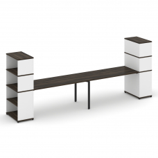 Concept Рабочая станция с опорными стеллажами с надставкой выс. CN.ORS-216 Дуб Мали/Белый Бриллиант/