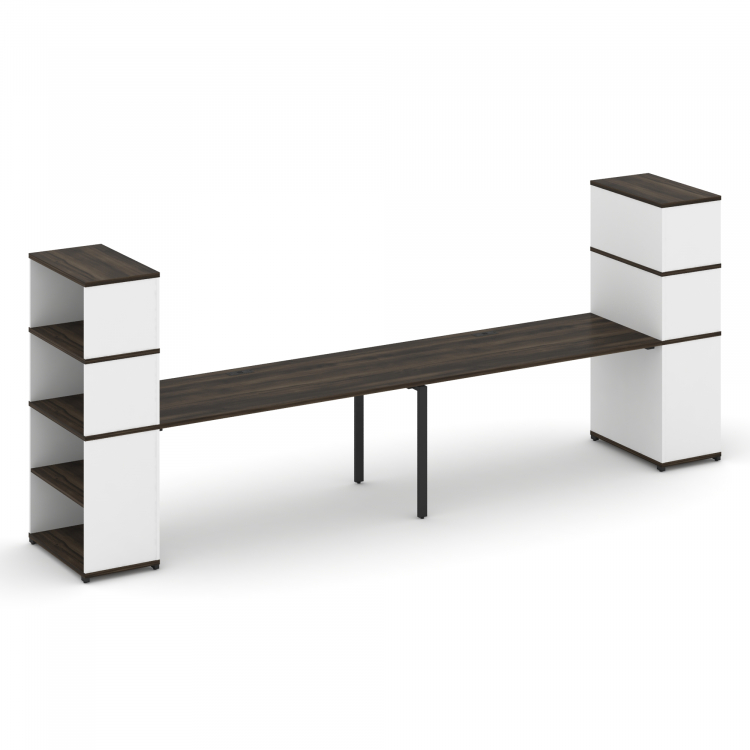 Concept Рабочая станция с опорными стеллажами с надставкой выс. CN.ORS-216 Дуб Мали/Белый Бриллиант/