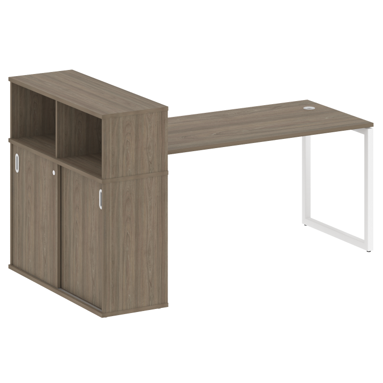 Metal System Quattro Стол письменный с шкафом-купе на О-образном м/к 40БО.РС-СШК-3.4 Т Вяз Благородн