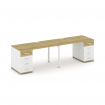 Concept Рабочая станция 2 места с 2 опорными тумбами CN.ORS-409 W Дуб Винченцо/Белый Бриллиант/Метал