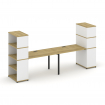Concept Рабочая станция с опорными стеллажами с надставкой выс. CN.ORS-214 Дуб Винченцо/Белый Брилли