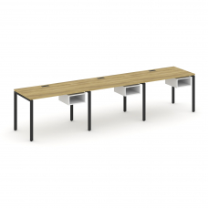 Concept Рабочая станция односторонняя с подвес. тумбами 3 места CN.ORS-122 Дуб Винченцо/Белый Брилли